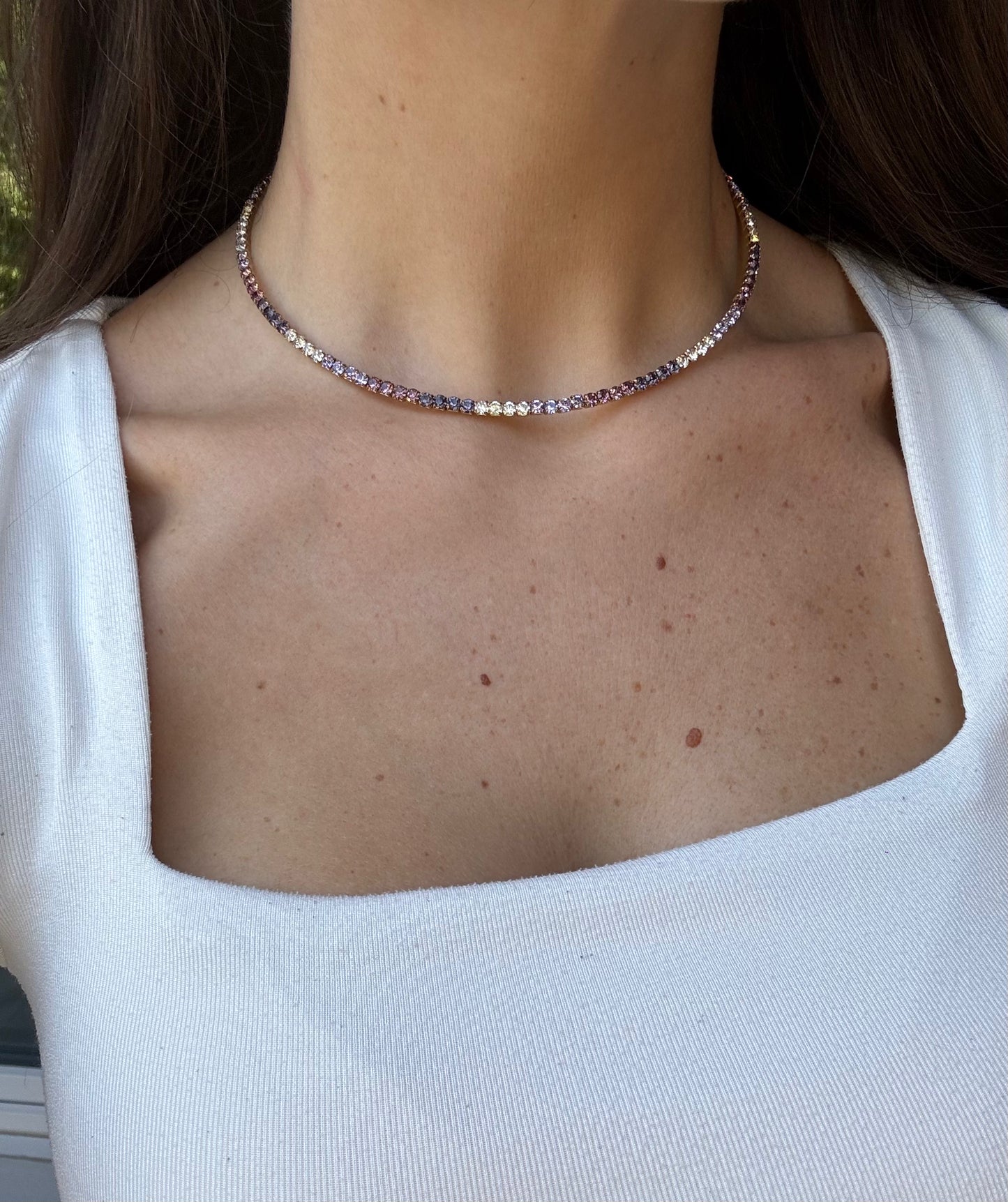 Collana Tennis Girocollo Pastel