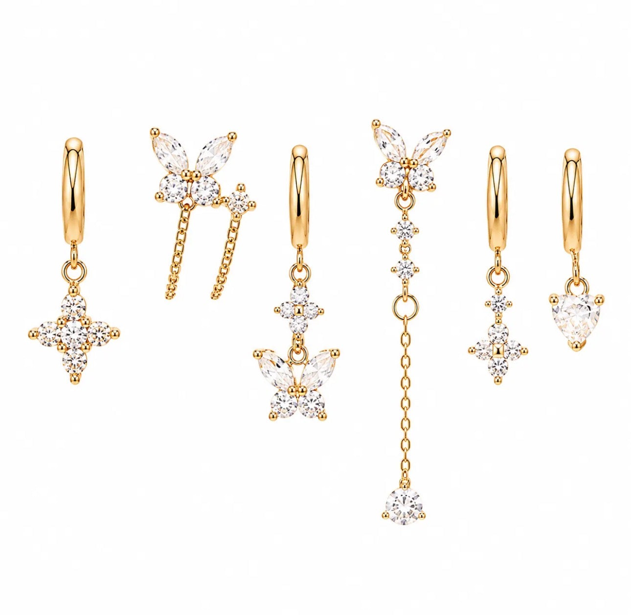 Set di 6 Orecchini Farfalla