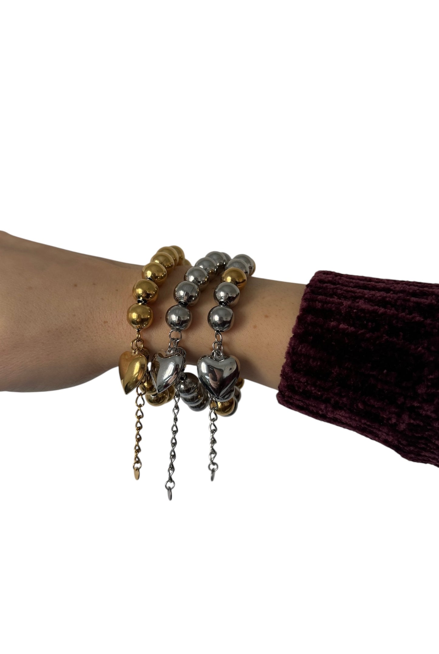 Bracciale Sfere con Cuore Sonaglio 10 mm