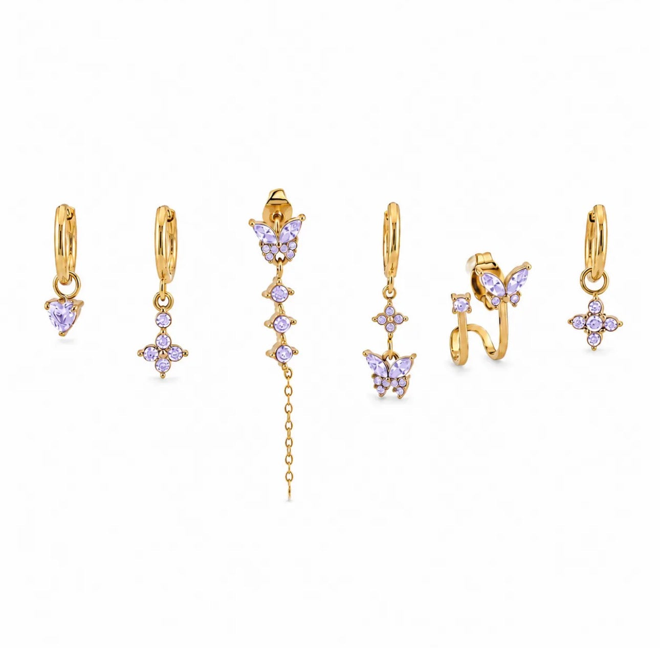 Set di 6 Orecchini Farfalla
