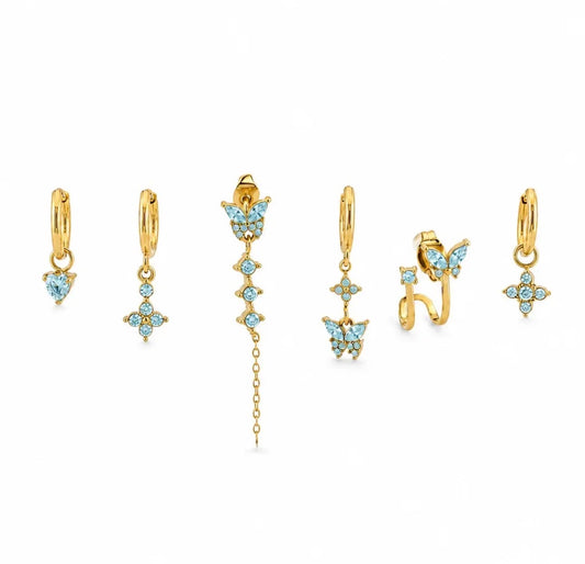 Set di 6 Orecchini Farfalla