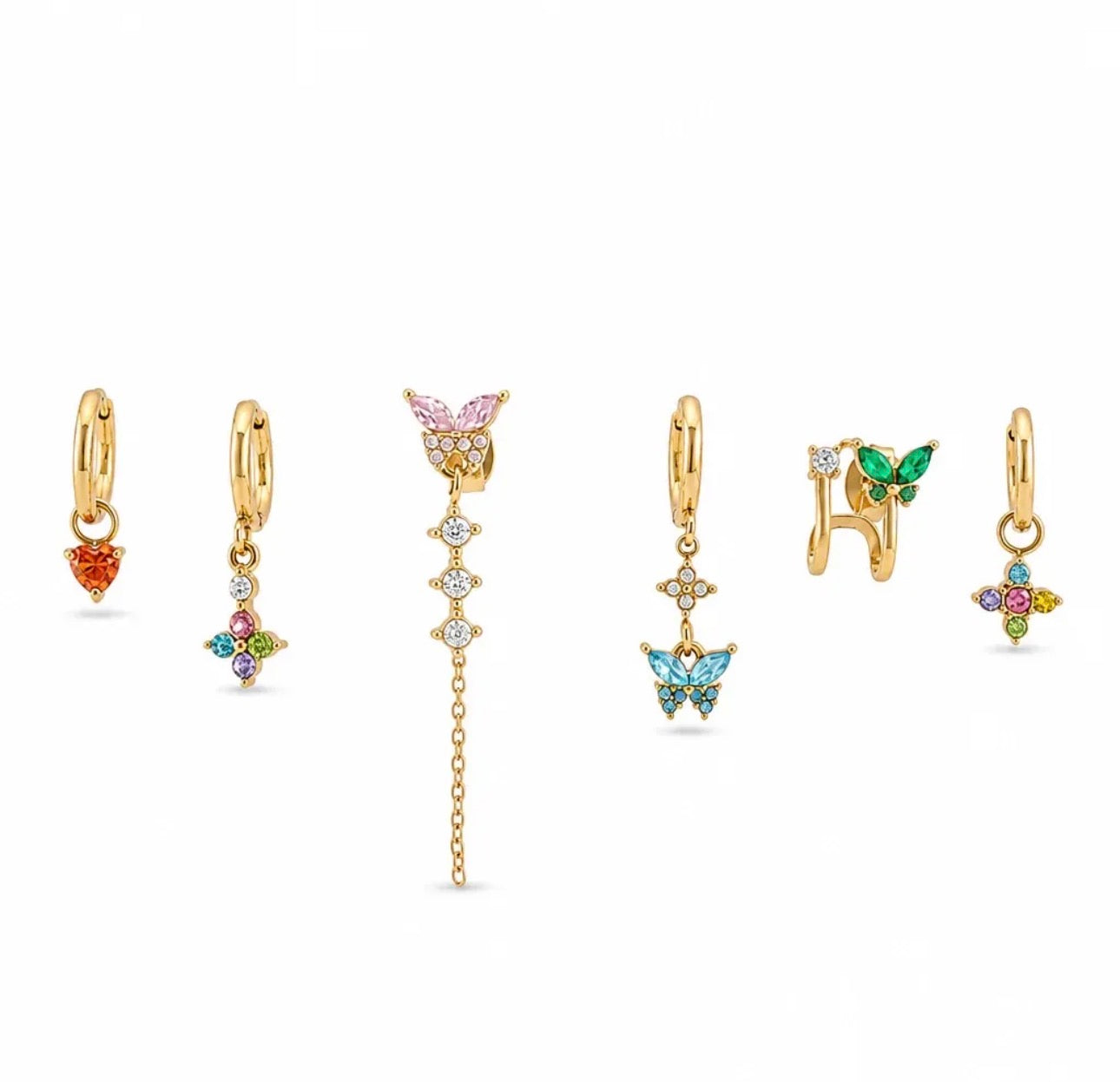Set di 6 Orecchini Farfalla