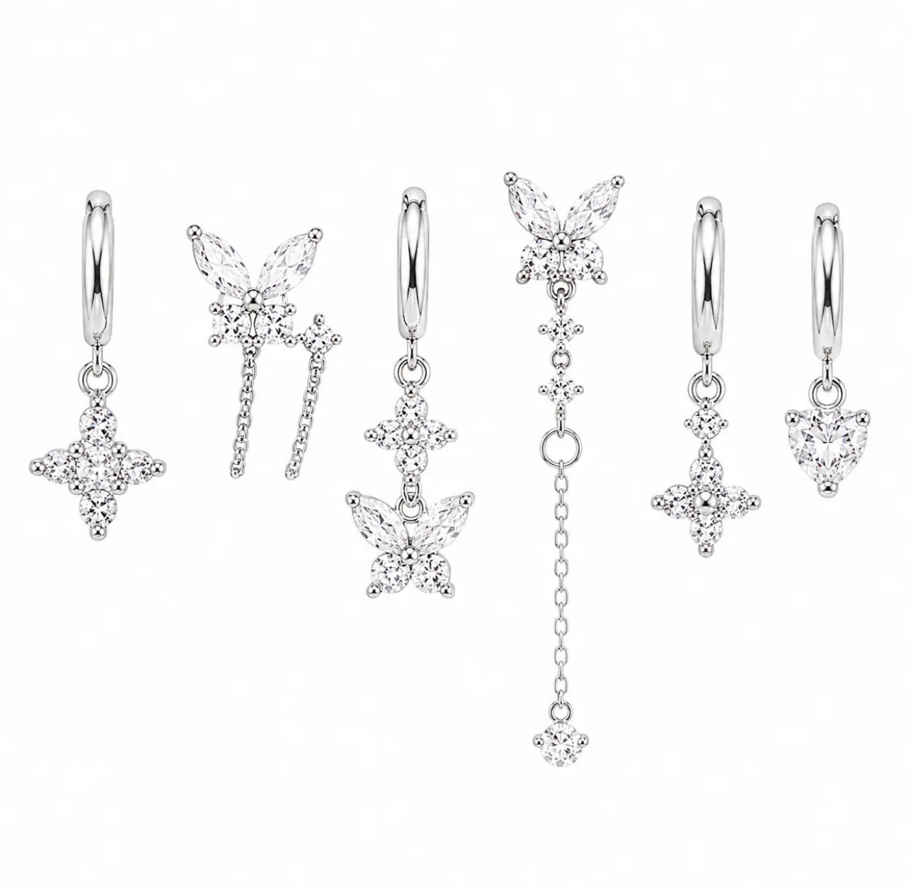Set di 6 Orecchini Farfalla