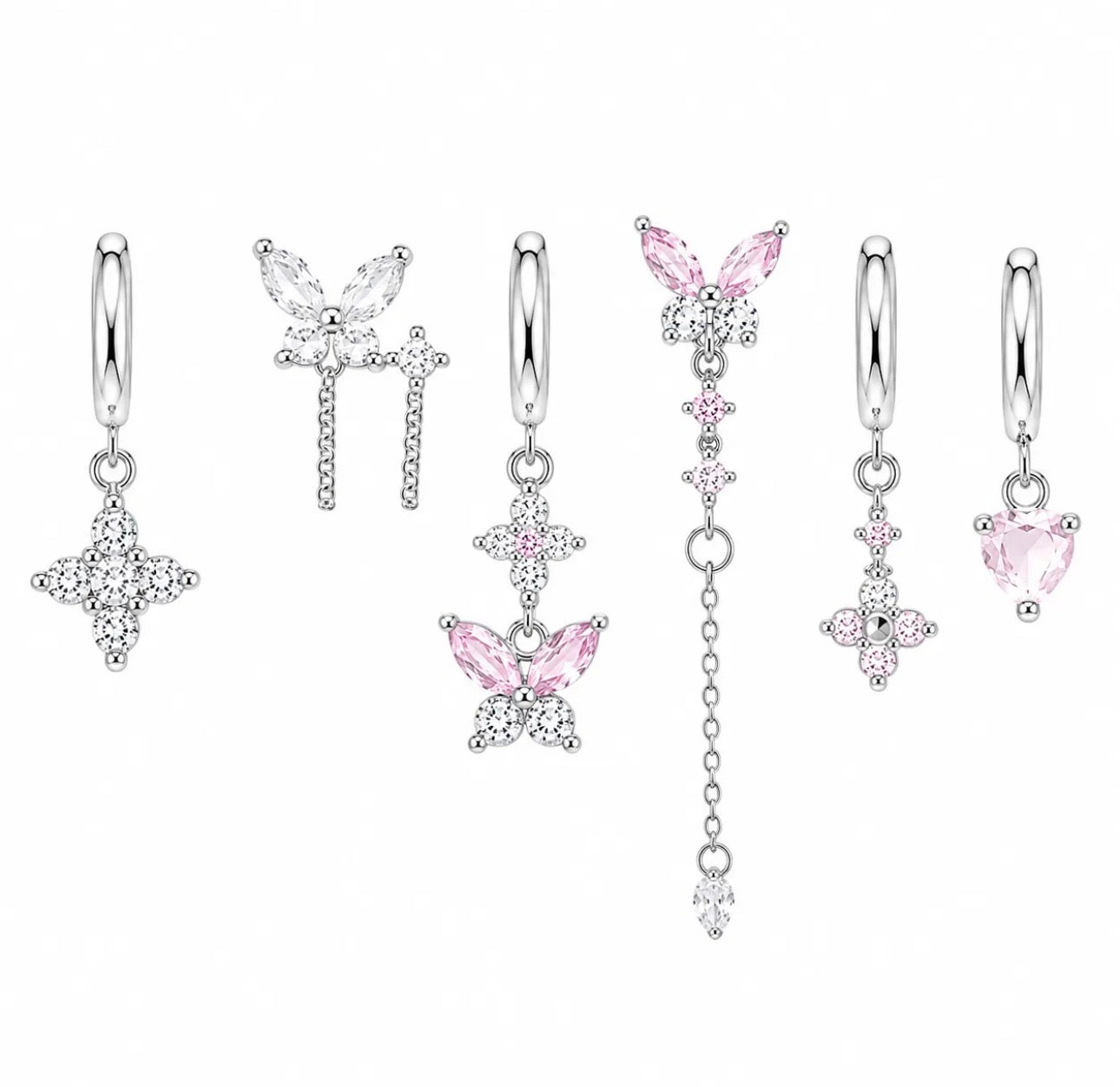 Set di 6 Orecchini Farfalla