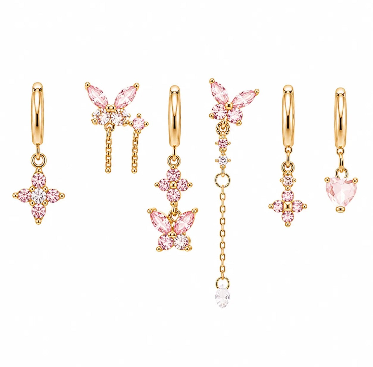 Set di 6 Orecchini Farfalla