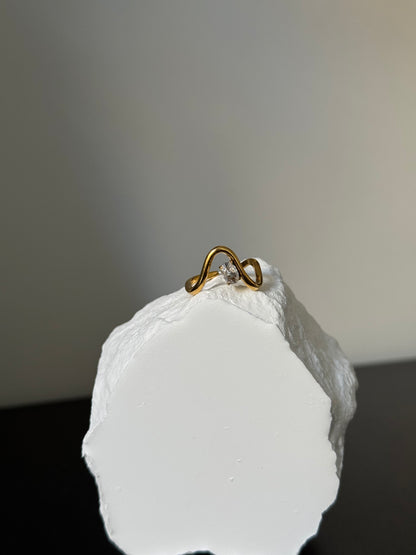 Anello Onda con Punto Luce