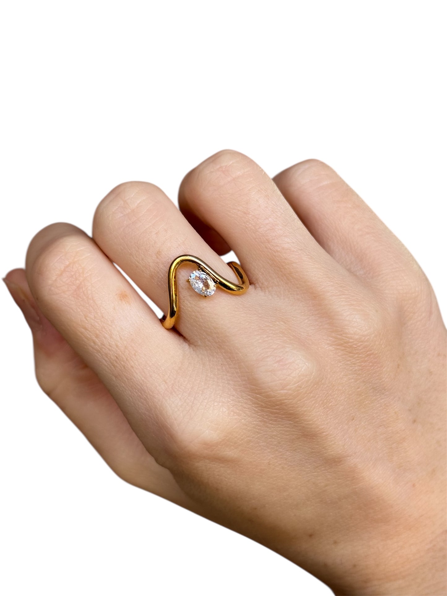 Anello Onda con Punto Luce