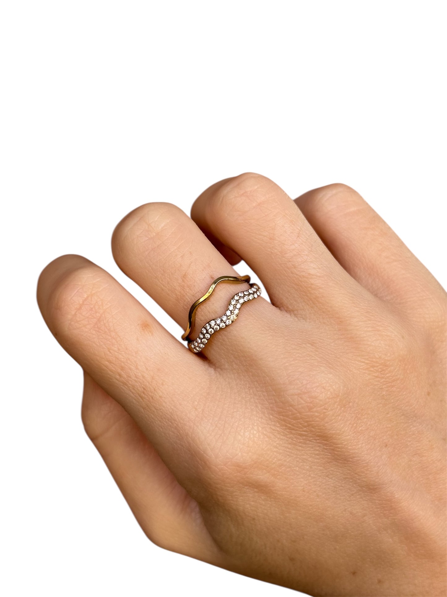 Anello Doppia Onda Zirconata