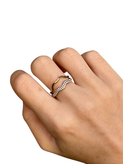 Anello Doppia Onda Zirconata