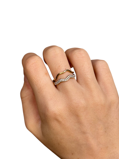 Anello Doppia Onda Zirconata