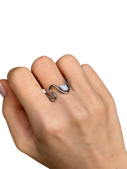 Anello Doppia Onda con Punto Luce
