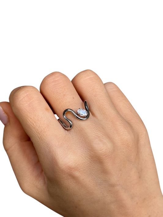 Anello Doppia Onda con Punto Luce