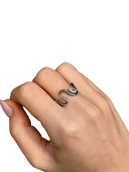 Anello Doppia Onda con Punto Luce