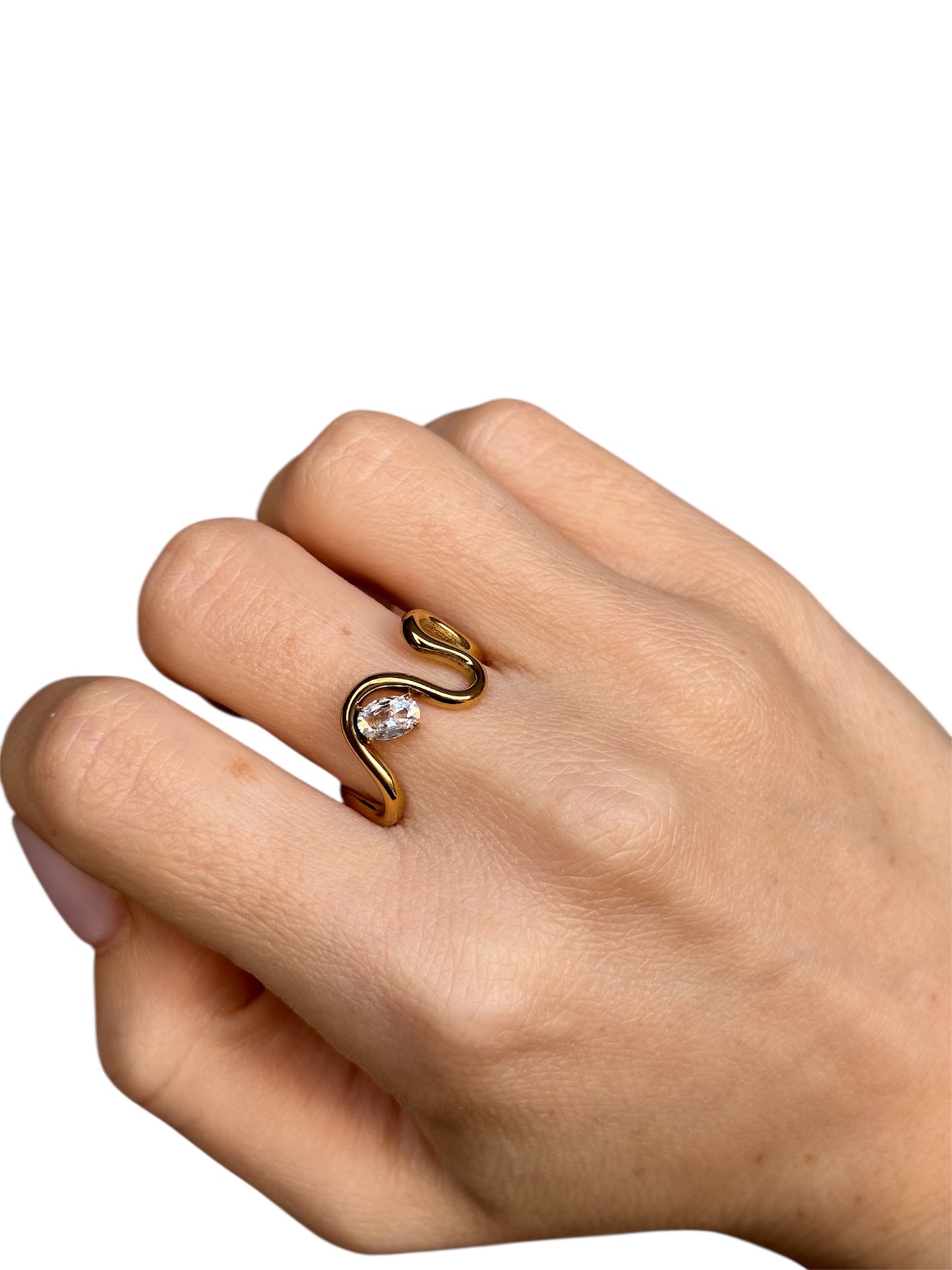 Anello Doppia Onda con Punto Luce